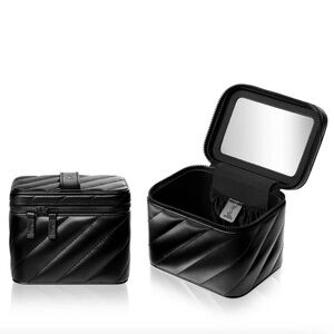 Yves Saint Laurent YSL Black Leather Chevron Noel Limited Vanity Case